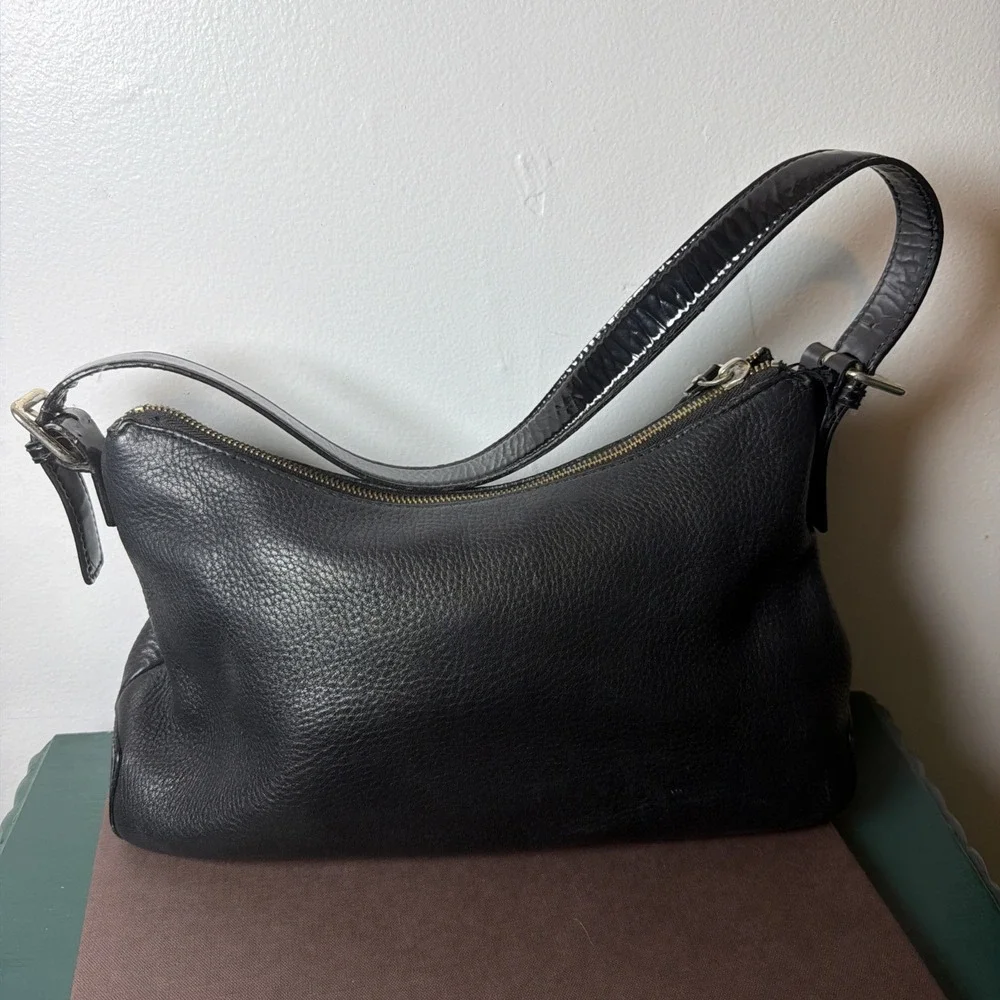 Vintage Kate Spade Shoulder Bag Black Genuine Leather Purse Patent Leather